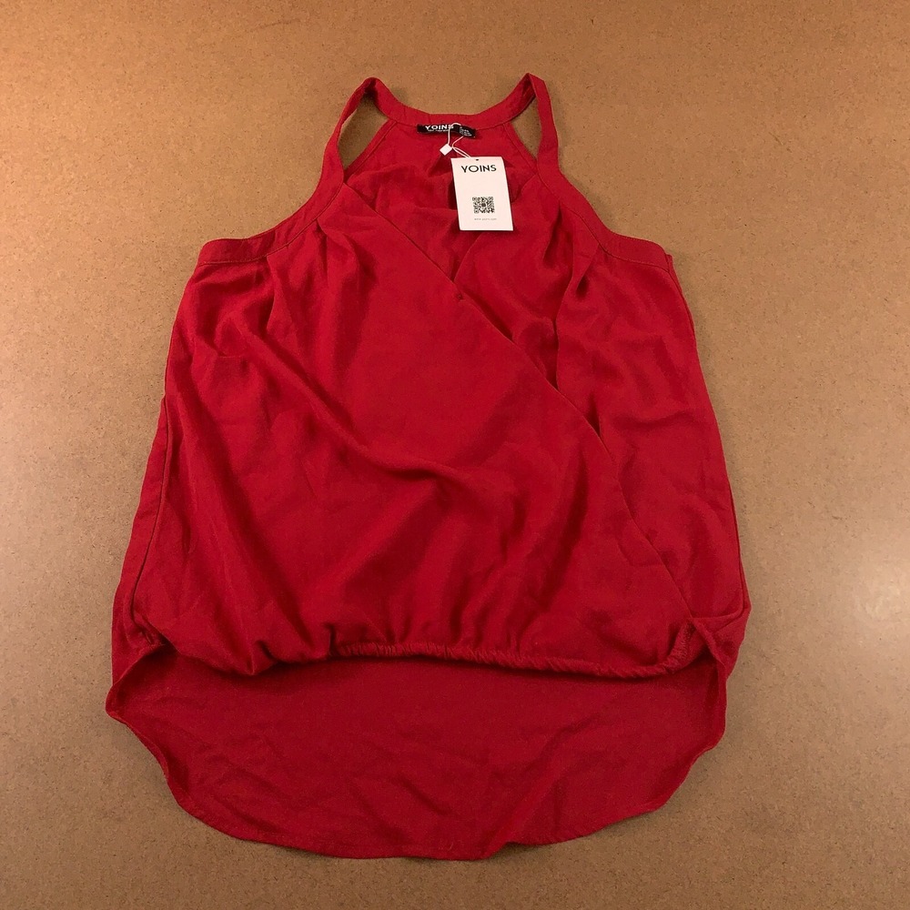Yoins Womens Size 4/6 Deep Red Sleeveless V Neck Pullover Tank Top NWT